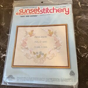 Sunset Stitchery Sweet Baby Keepsake Kit 2621 Bunny Duck Birth Announcement Sign